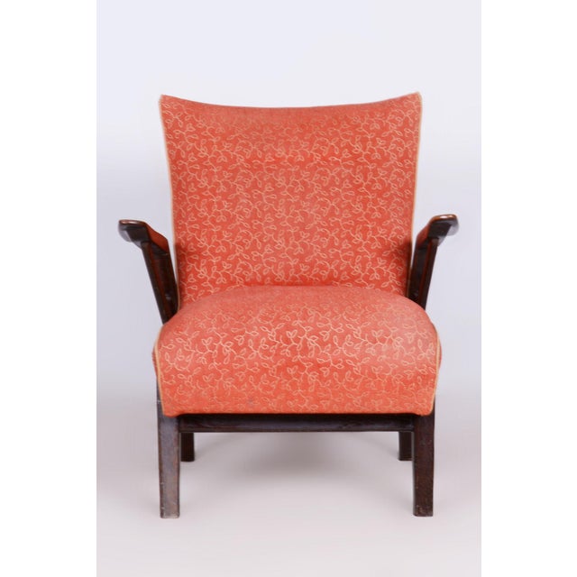 Wood Art Deco Oak Armchair by Antonin Kybal, Czechia, 1930s For Sale - Image 7 of 10