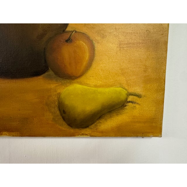 A Belgian mid-century still life painting, likely dating to the 1960s, rendered in a warm, subdued palette. The...