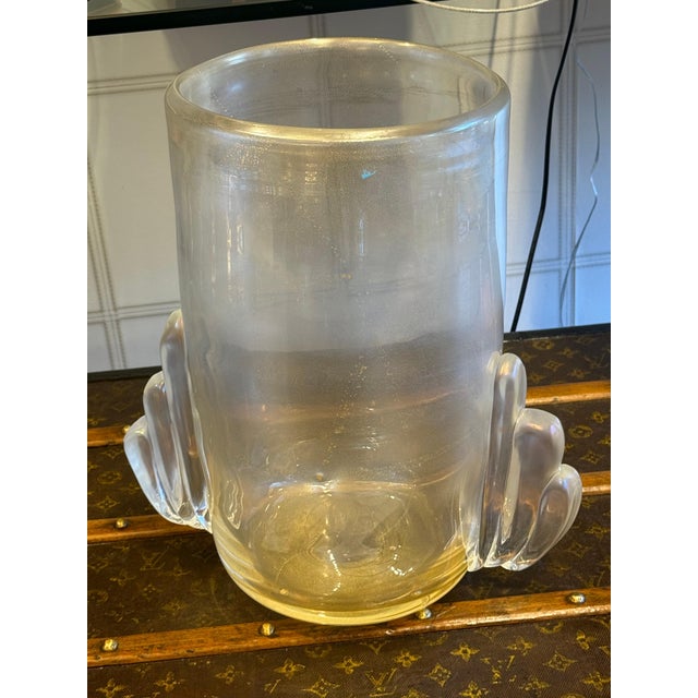 Large Vase in Gold and Iridescent Murano Glass, 1980s For Sale - Image 11 of 16
