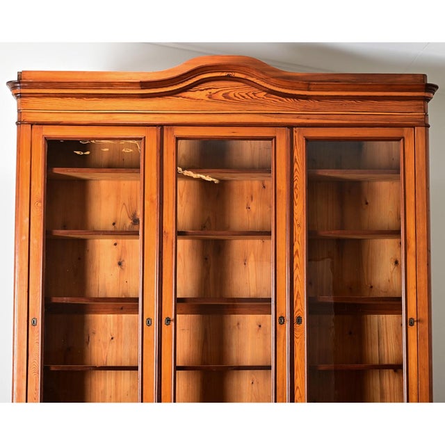 Brown French 19th Century Pine and Glass Door Bibliotheque For Sale - Image 8 of 14