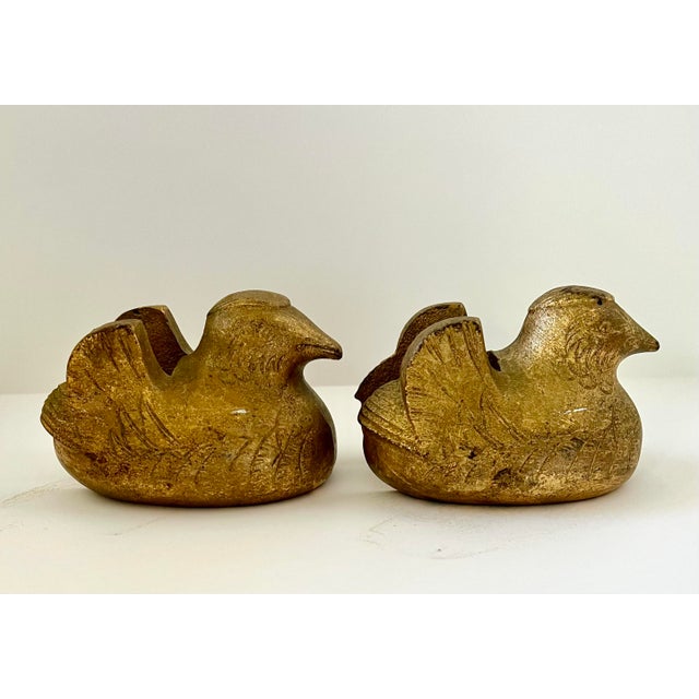 Meiji Japanese Byobu Screen Holders Weight Cast Iron Metal Mandarin