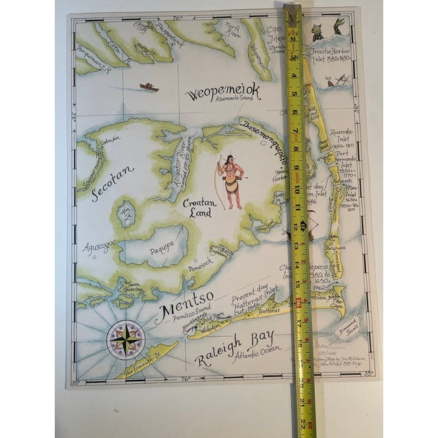 Vintage Outer Banks Illustrated Map Art Print by Jim Mitchem Signed For Sale - Image 4 of 9