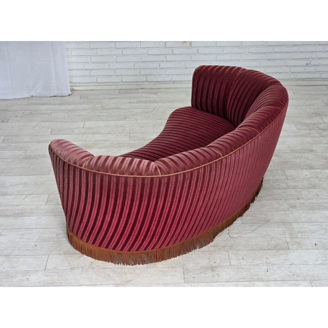 Wood Vintage Danish Two-Seater Banan Sofa in Furniture Velour and Oak, 1960s For Sale - Image 7 of 18