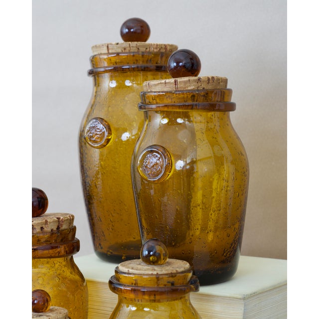 French Glass Jars from Biot, 1960s, Set of 5 For Sale - Image 3 of 8