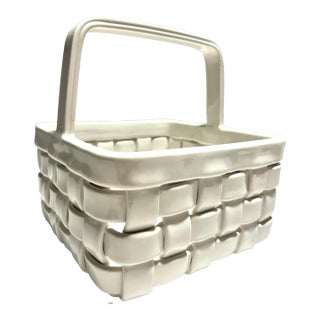 20th C. MCM Italian Gump's Woven Porcelain Basket For Sale