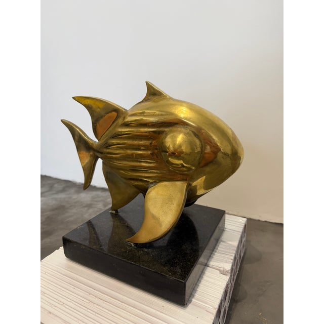 E Ferreira Netto Polished Bronze Fish Sculpture on Black Granite Base, 1985 For Sale - Image 15 of 17