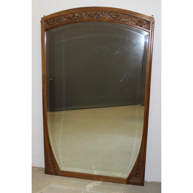 Art Nouveau Mirror in Walnut with Holly Leaf Motif, 1900s For Sale - Image 14 of 14
