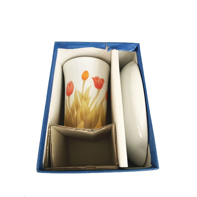 Otagiri Company Vintage Otagiri Japan Soap Dish and Bathroom Cup Tulips - Set of 2 For Sale - Image 4 of 6