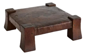 Gustav Stickley Arts & Crafts Leather Footstool, American No. 302, Circa 1910