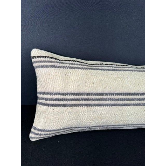 Turkish Hemp Pillow Cushion Natural Beige Gray Cushion Cover 12"x46" #30287 Enhance your home decor with our Kilim Pillow...