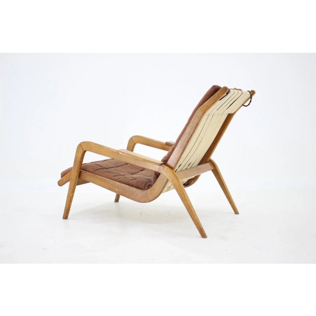 Oak Lounge Chair by Jan Vanek, Czechoslovakia, 1960s For Sale - Image 4 of 11