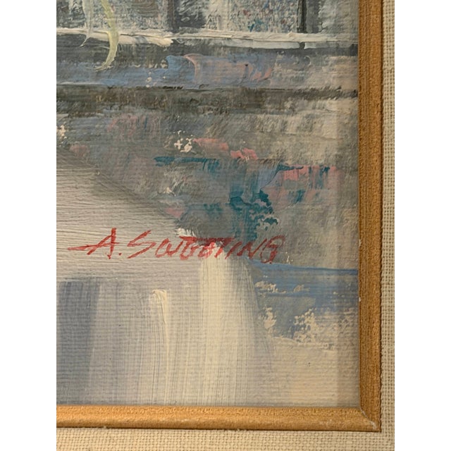 Mid-Century Modern Vintage Impasto Floral Oil Painting on Canvas, Signed "A. Sweeting" For Sale - Image 3 of 16