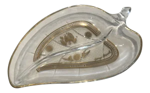 Georges Briard Glass Leaf Divided Dish