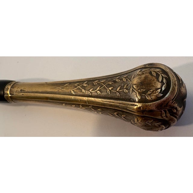 Antique Umbrella With Brass Embossed Handle From Belgium For Sale - Image 9 of 10
