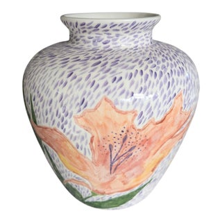 Vintage 90s Studio Pottery Handcrafted Vase For Sale