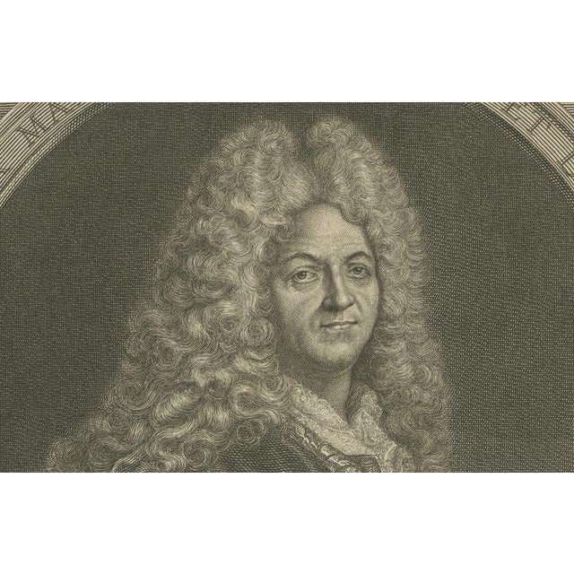 Cream Royal French Cartographer Portrait Engraving, 1743 For Sale - Image 8 of 9