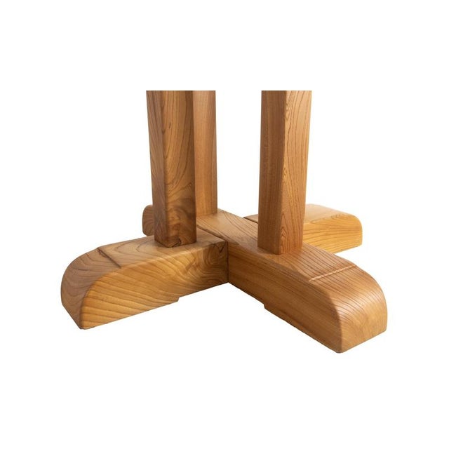 Brown Large French Round Elm Dining Table from Charlotte Perriand For Sale - Image 8 of 13