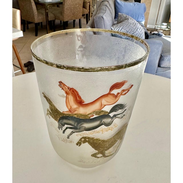 Mid-Century Modern Mid-Century Culver "Wild Horses" or "Ming" Pattern Ice Bucket Cooler For Sale - Image 3 of 17