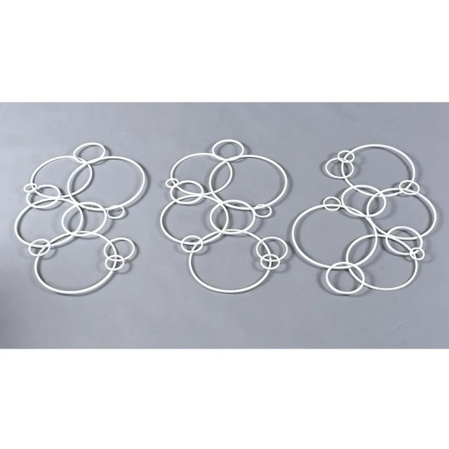Set of 3 White Metal Circles Modern Abstract Wall Art Sculptures For Sale - Image 6 of 15