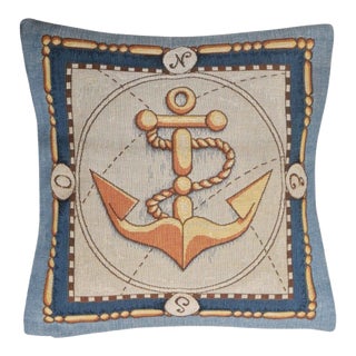 Anchor Tapestry Cushion With Feather Filler - 46x46cm (18"x18") For Sale