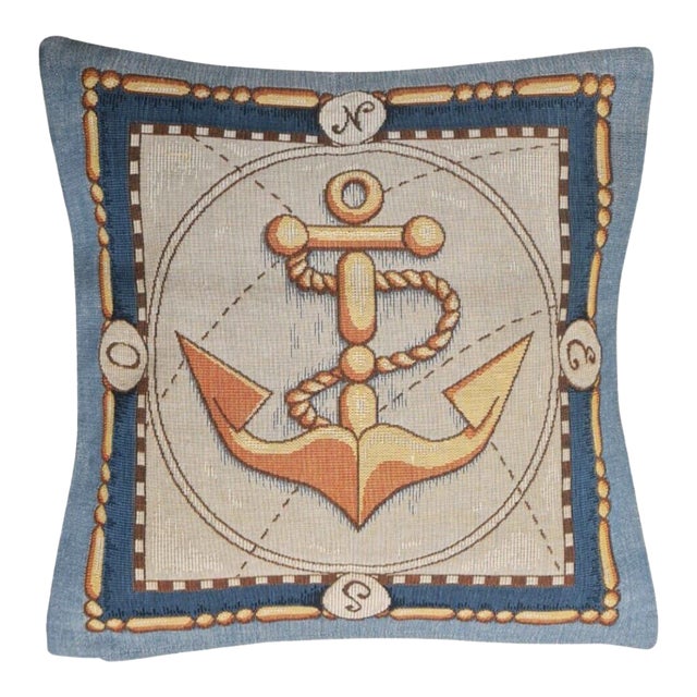 Anchor Tapestry Cushion With Feather Filler - 46x46cm (18"x18") For Sale
