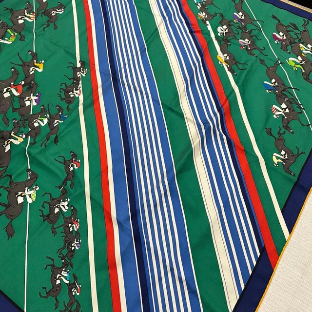 Hermès 1980s Equestrian Style Silk Carré Scarf Le Courses by Hermes For Sale - Image 4 of 10