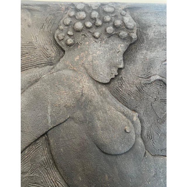 Dark Gray Cast iron fireback depicting a naked woman signed Bonnefoit, 1987 For Sale - Image 8 of 12