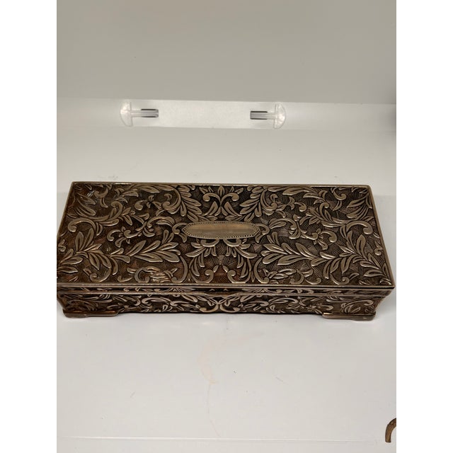 French 1990s Godinger Silver Silverplate Floral Scrollwork Jewelry Box For Sale - Image 3 of 13
