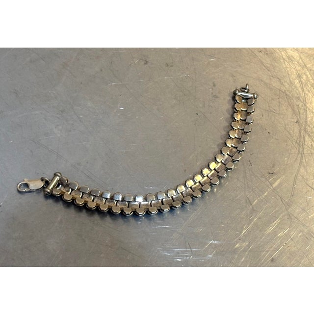 1960s-70s silver tone metal chunky snake link bracelet. Excellent condition.