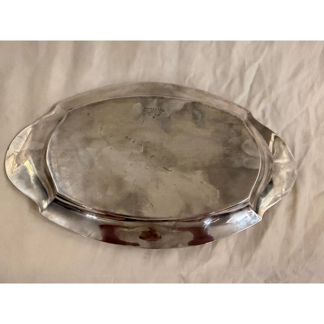 Silver Antique Tiffany & Co. Sterling Silver Oval Dish With Ornate Floral Handle For Sale - Image 8 of 10