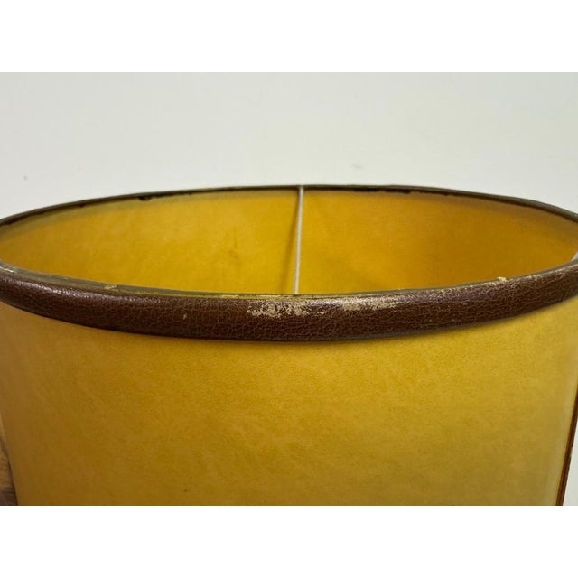 French Table Lamp in Brown Leather by Le Tanneur, 1970s For Sale - Image 3 of 15