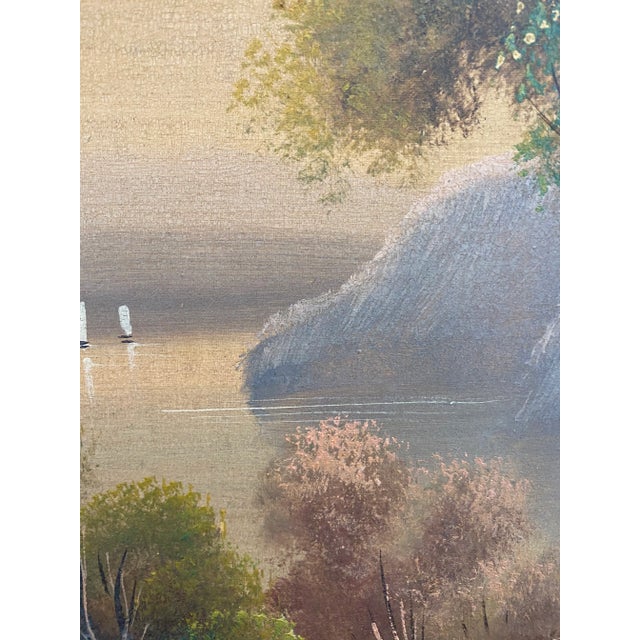 Early 20th Century Folk Art Naive Antique Landscape Oil Painting | Chairish