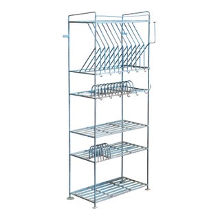 Late 20th Century Vintage Blue Painted Purpose Built Store Rack / Shelving For Sale