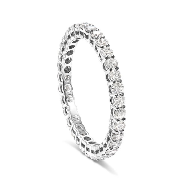 Haus of Brilliance 14K White Gold 1.00 Cttw Lab-Grown Diamond Shared Prong Set Eternity Band Ring (F-G Color, VS1-VS2) For Sale - Image 4 of 6