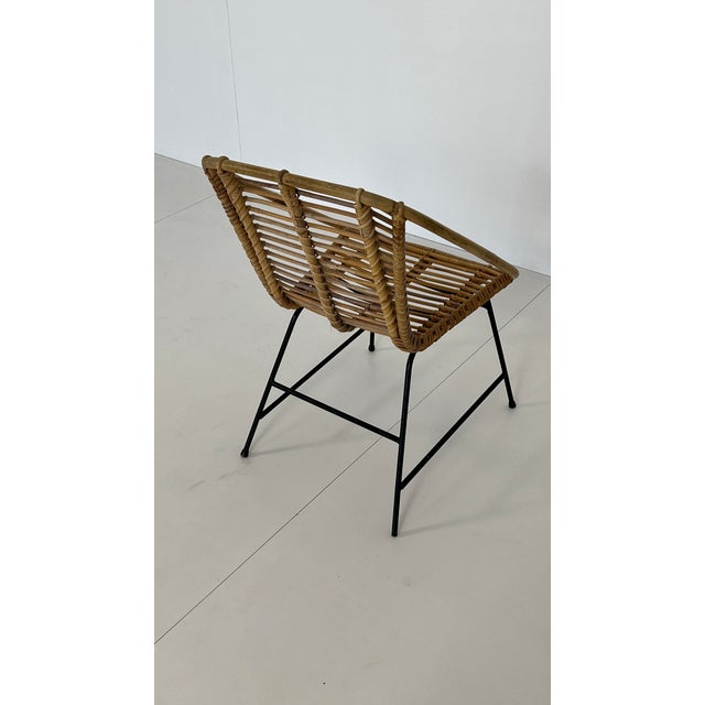 Mid-Century Modern Vintage Wicker Rattan Chair, 1960s For Sale - Image 3 of 12