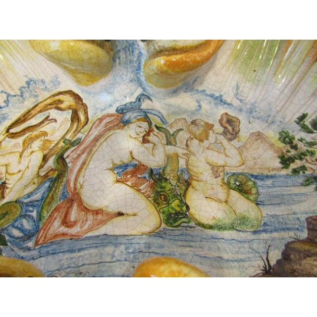 Ceramic 1960s Armando Poggi Florence Hand-Painted Italian Pottery Dolphin Scene Centerpiece For Sale - Image 7 of 13