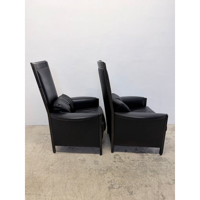 Giorgetti Umberto Asnago Black Leather Peggy Lounge Chairs for Georgetti, 1990s - A Pair For Sale - Image 4 of 18