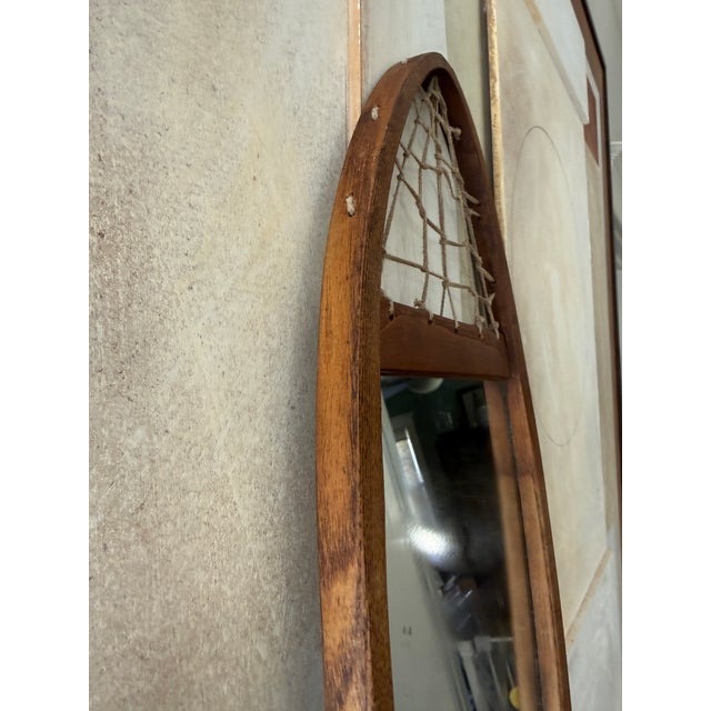 Contemporary Vintage Snowshoe Mirror Wall Shelf For Sale - Image 3 of 12