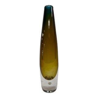 Mid-Century Vicke Lindstrand for Kosta Sweden Sommerso Torpedo Glass Vase Model 01843 For Sale