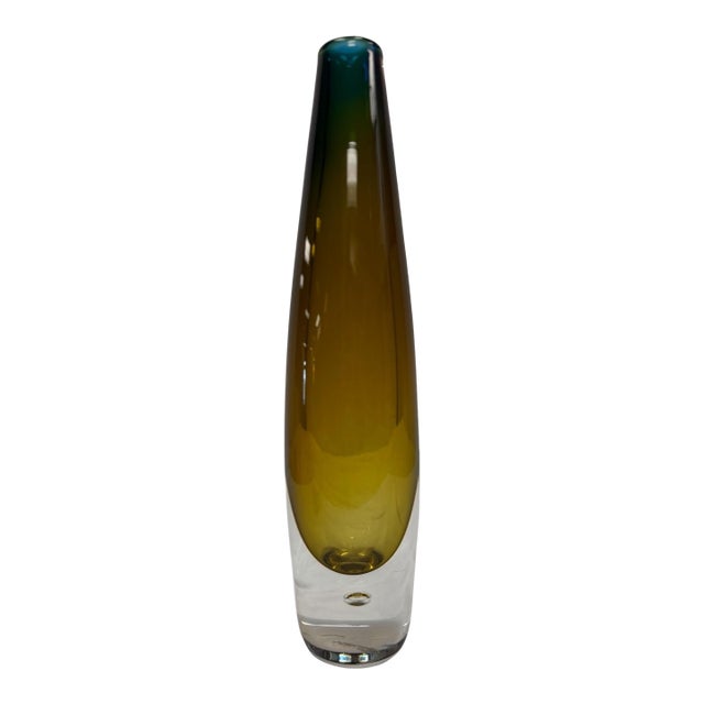 Mid-Century Vicke Lindstrand for Kosta Sweden Sommerso Torpedo Glass Vase Model 01843 For Sale