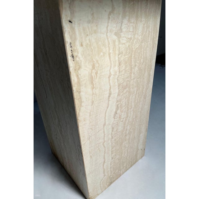 Mid 20th Century Post Modern Pair of Italian Travertine Pedestal End / Side Tables For Sale - Image 5 of 6