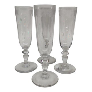 Antique Baccarat Crystal Champagne Flutes, 1890s, Set of 4 For Sale