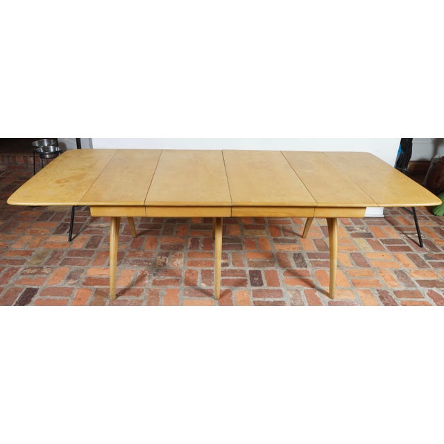 Mid-Century Modern Mid 20th Century Heywood Wakefield Butterfly Drop Leaf Wishbone Dining Table With 2 Leaves For Sale - Image 3 of 12