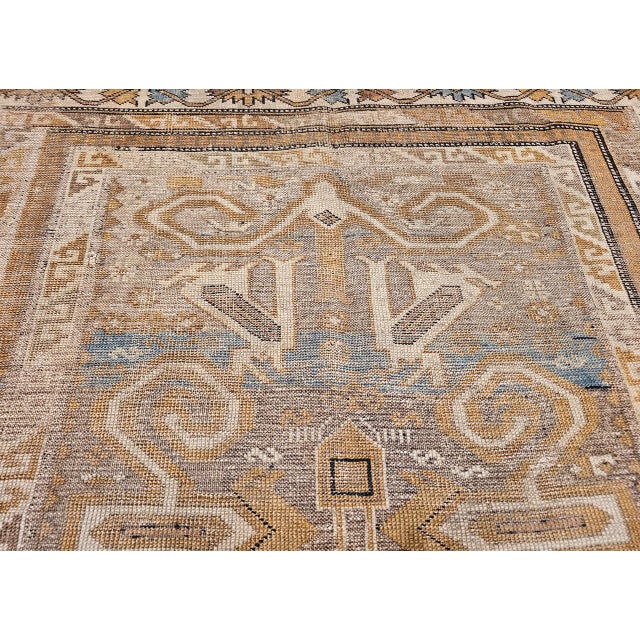 Antique Caucasian Shirvan Perpedil Area Rug, Handwoven Geometric Design, 4' x 6' For Sale - Image 14 of 16