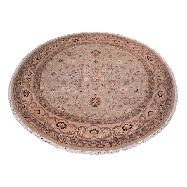 Shabby Chic Ziegler Gray/Tan Wool Round Rug - 10'0'' X 10'0'' For Sale - Image 10 of 10