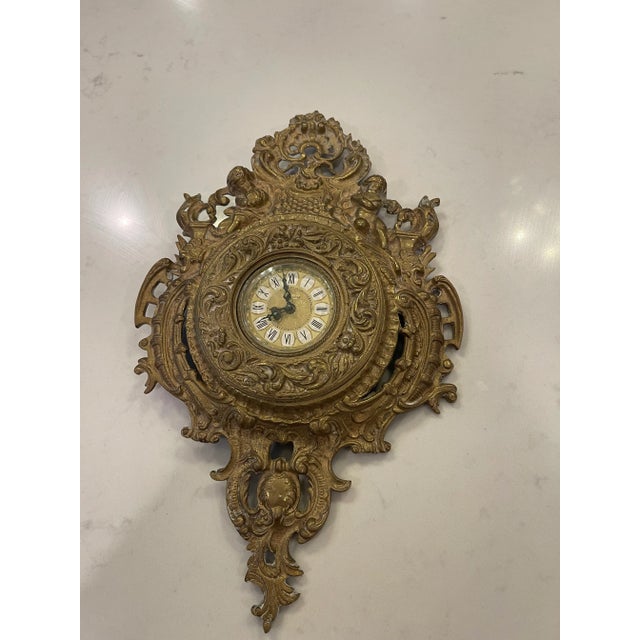 1950s Golden Bronze Wall Clock For Sale In Washington DC - Image 6 of 8
