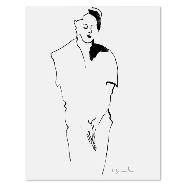Figurative "Fashion" Original Set of Two Ink Drawings by Yuki Osada For Sale - Image 3 of 4