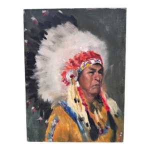 Late 20th Century Shoshone Indian Chief Yowlachie Native American Oil Painting