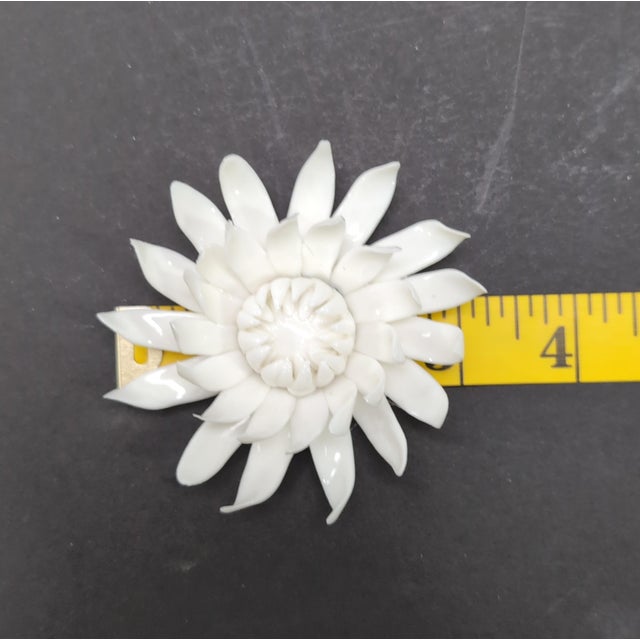 3d Ceramic Porcelain Flower Wall Decor Set - 5 Piece Mixed Floral Wall Hangings Peony Rose Daisy White For Sale - Image 12 of 12