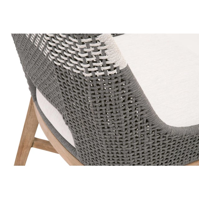 Contemporary Tapestry Grey Mahogany Dining Chair, White Speckle Stripe & Dove Rope For Sale - Image 3 of 13